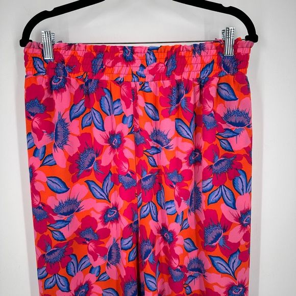 NWT Rose + Olive Women's Floral High Waist Crop Wide Leg Pants Blue Pink Size 3X - Picture 4 of 14